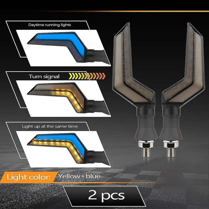 Daytime Running Lights Double Flowing Yellow+blue Flasher Indicator