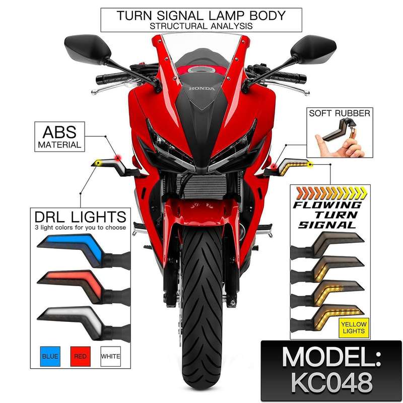 Daytime Running Lights Double Flowing Yellow+blue Flasher Indicator