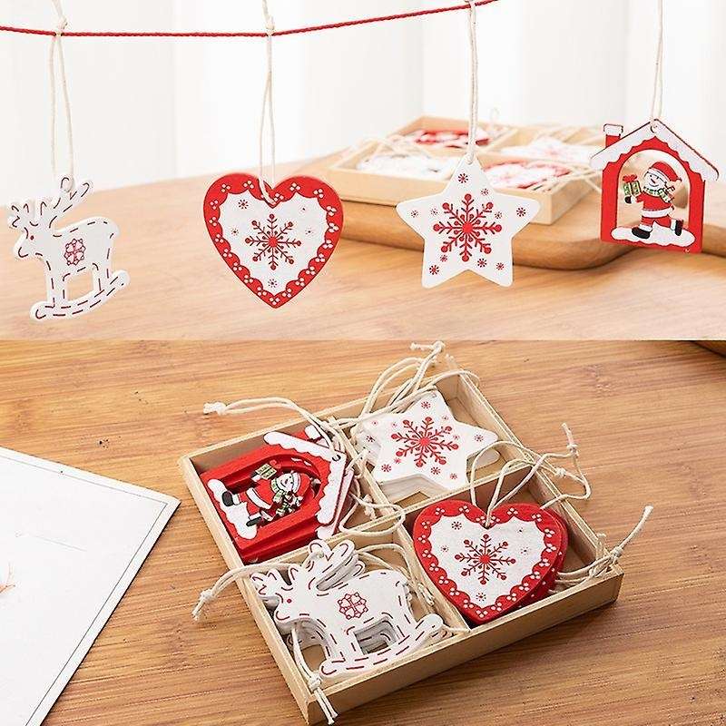 16pcs Wooden Christmas Tree Toys Articles for Hanging Ornaments