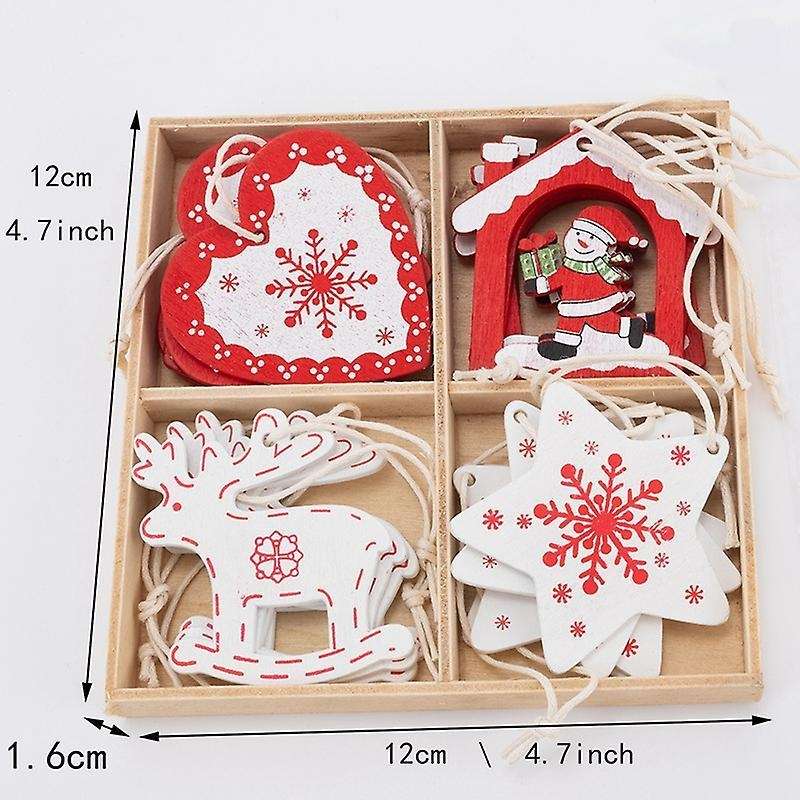 16pcs Wooden Christmas Tree Toys Articles for Hanging Ornaments