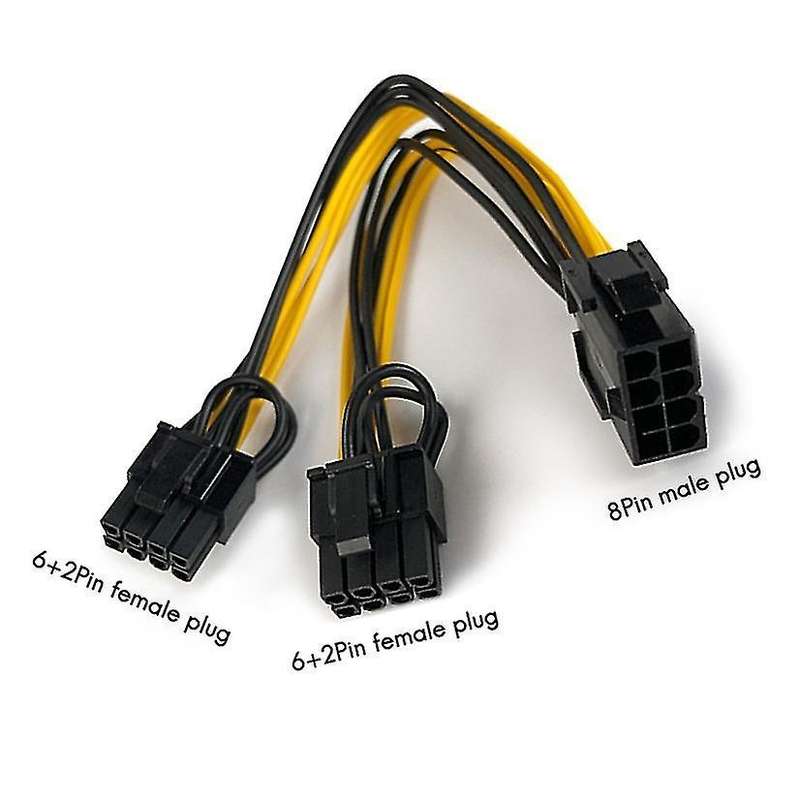 6 Pcs 8 Pin Power Cord for Mining Cpu Gpu 8pin to 2x8 Pin (6+2)