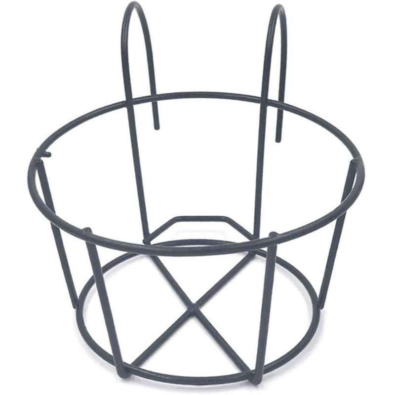 Balcony Flower Stand Wrought Iron Potted Plant Hanging Mount(black)