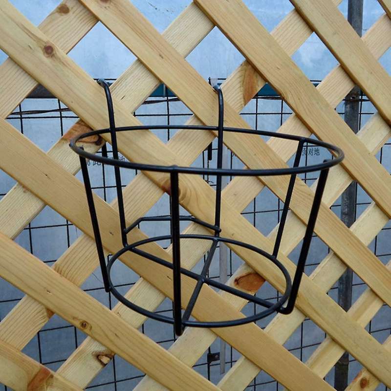 Balcony Flower Stand Wrought Iron Potted Plant Hanging Mount(black)