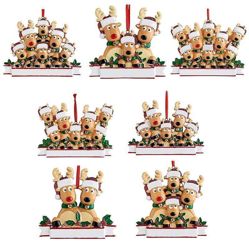 Personalized Deer Christmas Tree Ornament - Cute Deer (family Of 8)