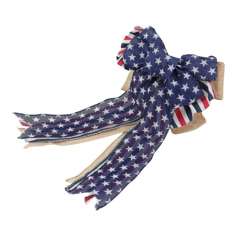 Patriotic Decor, Burlap Bows for Wreaths Outdoor Patriotic Wreath