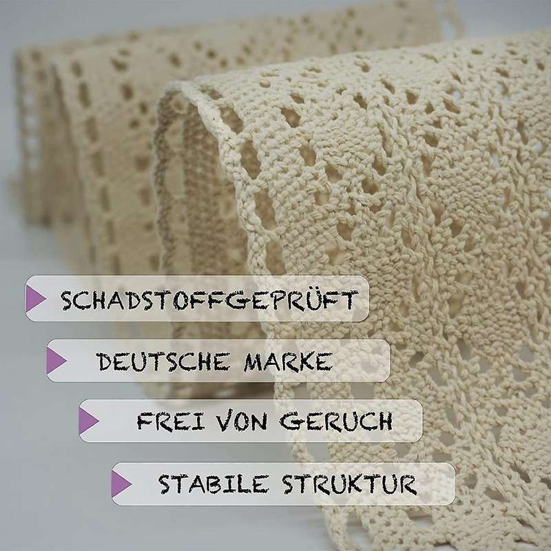 Table Runner Macrame for Wedding In Boho Style Beige Cream