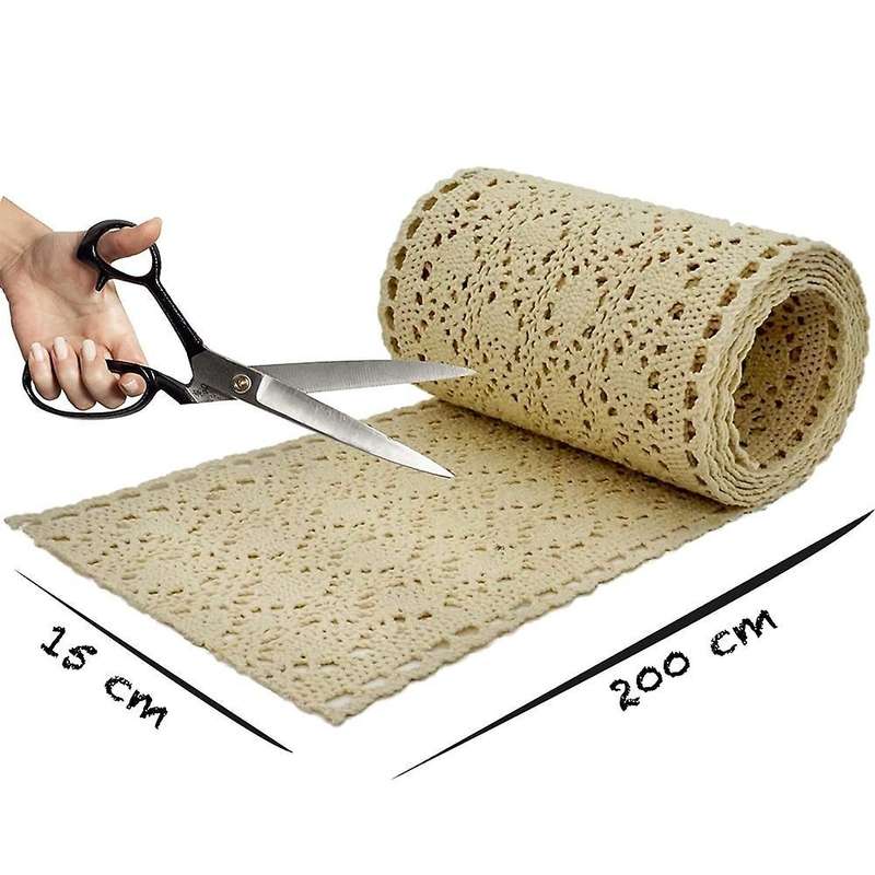 Table Runner Macrame for Wedding In Boho Style Beige Cream