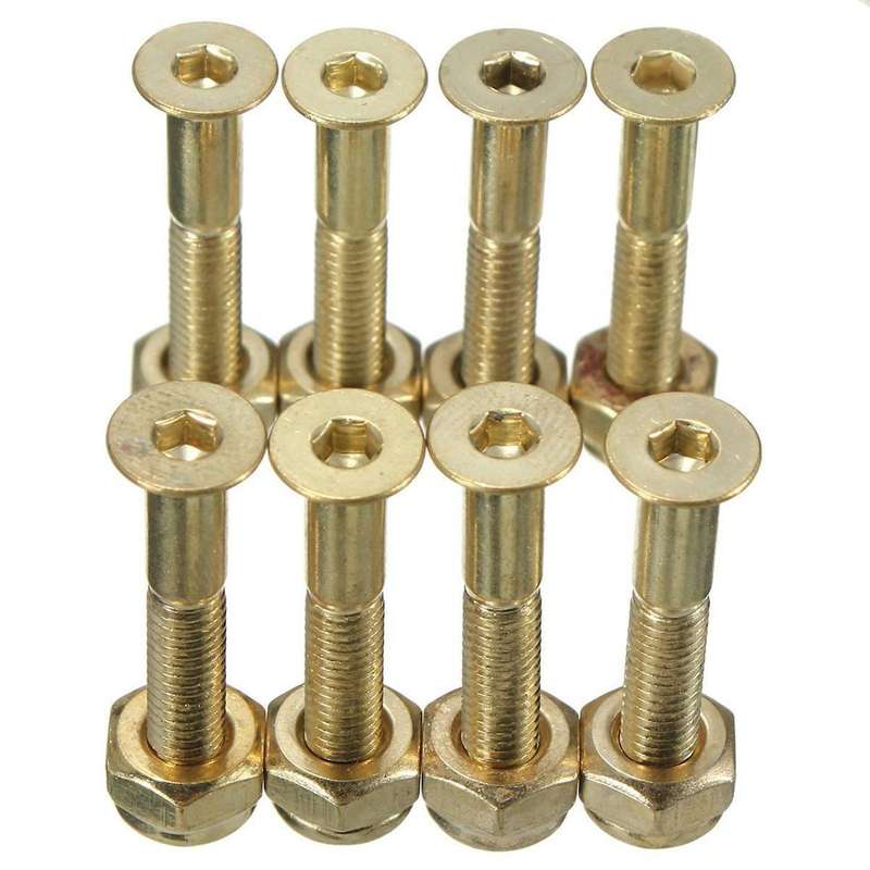 Lot De 8 Pcs Visserie Skateboard Clous Or Planche A Roulettes 29mm