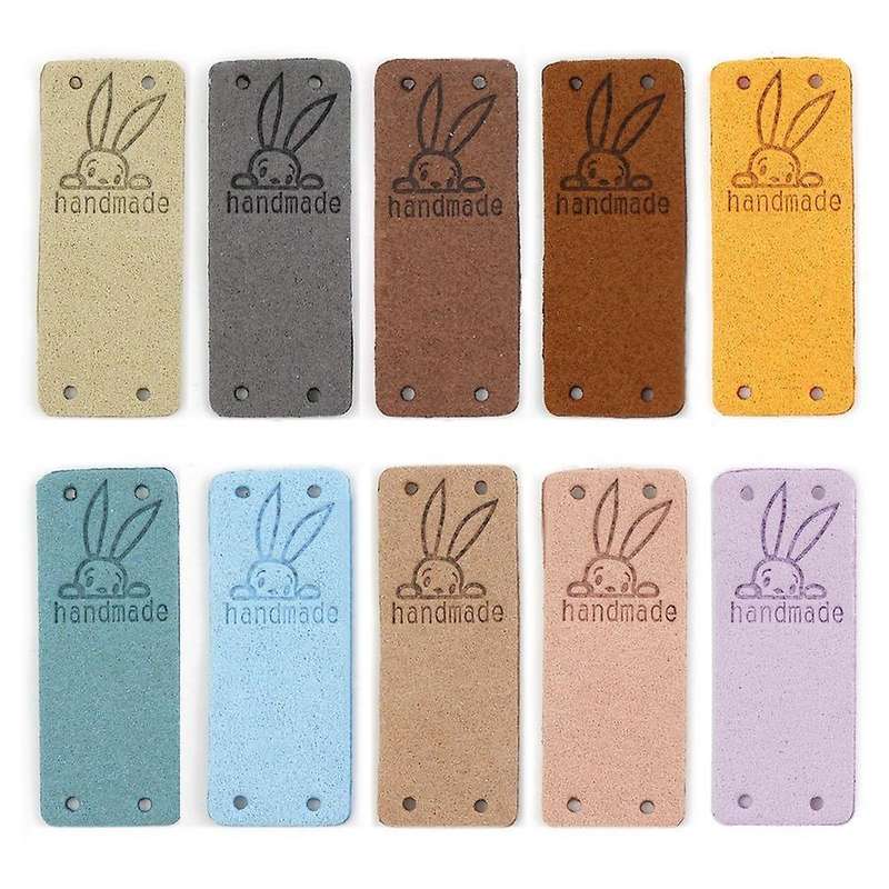 50pcs Pu Leather Label Clothing Hand Made Embossed Tag for Jeans Bags