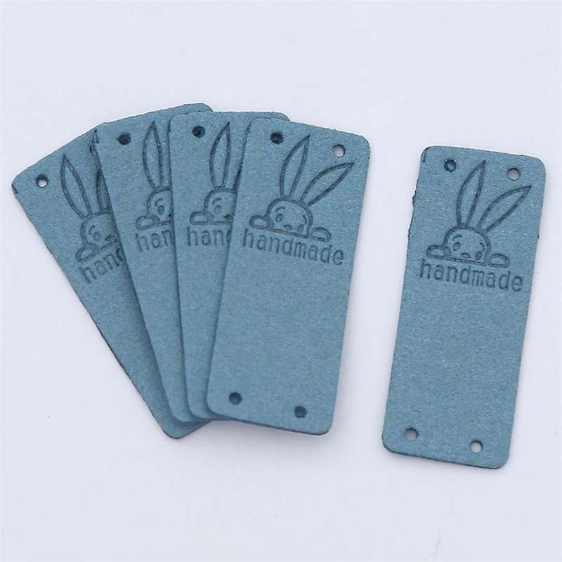 50pcs Pu Leather Label Clothing Hand Made Embossed Tag for Jeans Bags