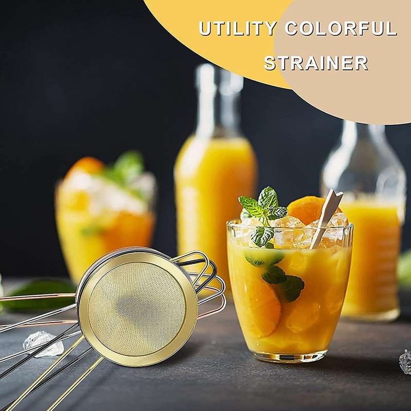 2-piece Stainless Steel Tea Strainer Small Cone-shaped Gold