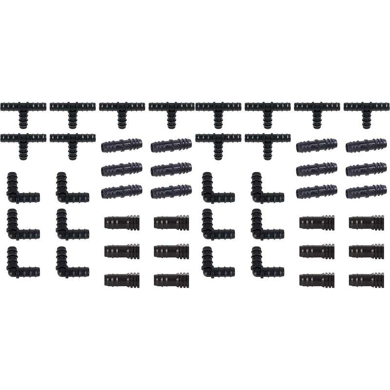 Irrigation Fittings Kit -12 Tees, 12 Couplings, 12 Ends, 12 Elbows