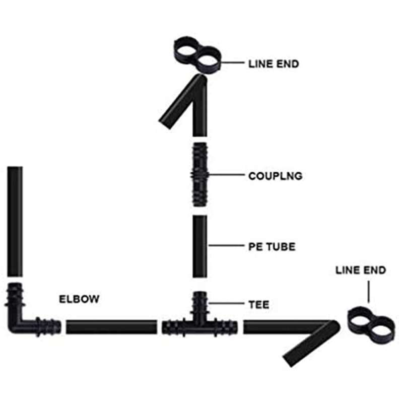 Irrigation Fittings Kit -12 Tees, 12 Couplings, 12 Ends, 12 Elbows