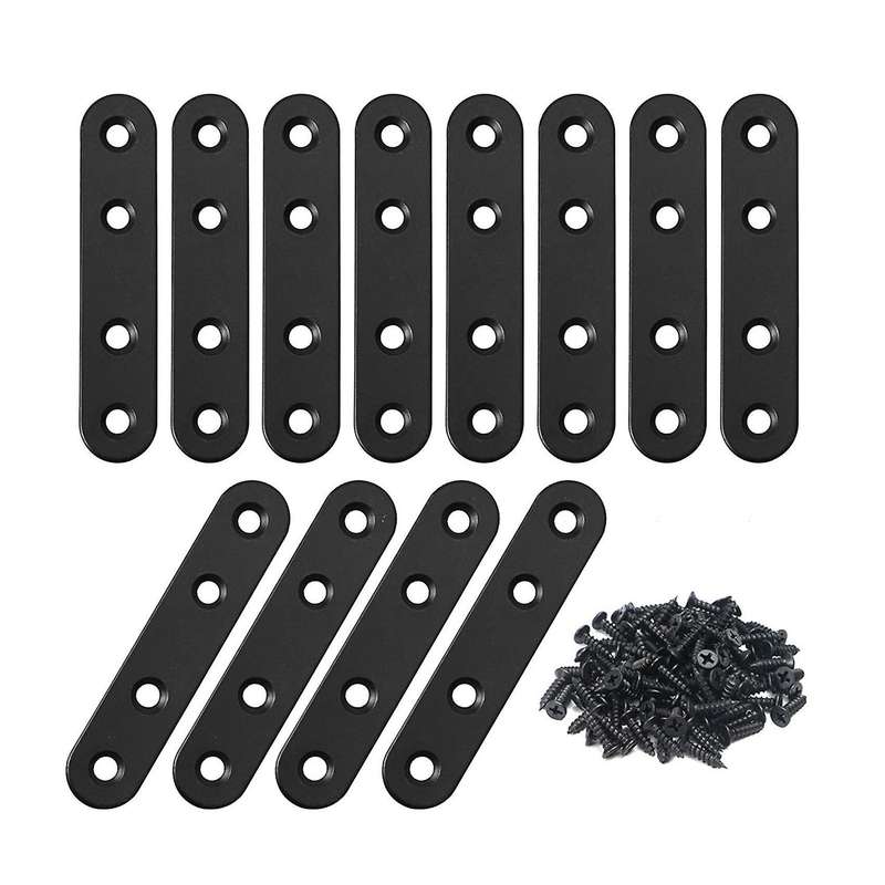 12 Pcs Straight Brackets Stainless Steel Brace Flat Metal for Wood
