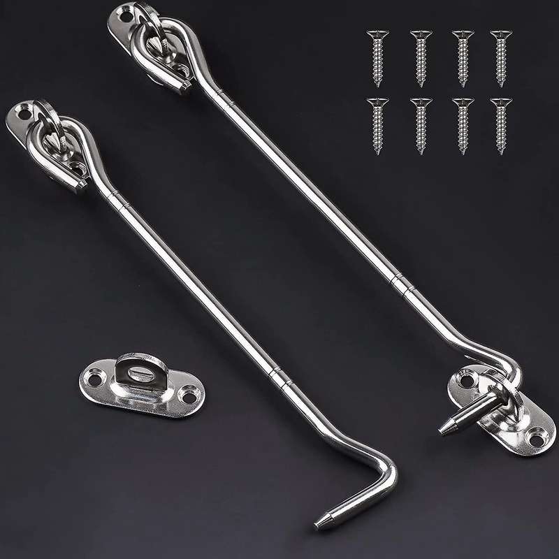 2 Pcs Cabin Hook (8 Inch) with Screws - for Shutter Shed Window