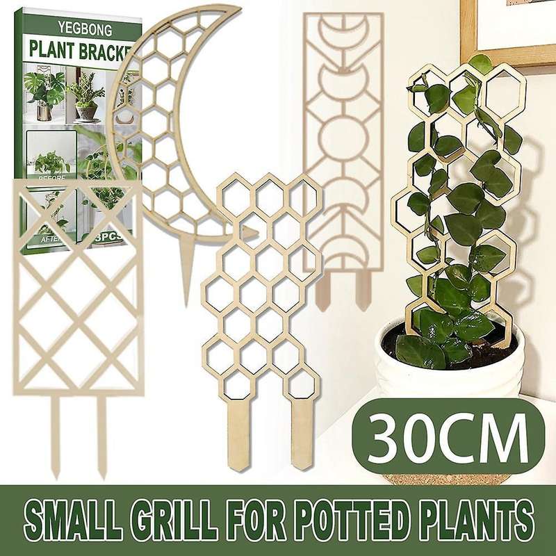 3pcs Climbing Vine Rack Plant Potted Wood Support Frame Rack Pole -3