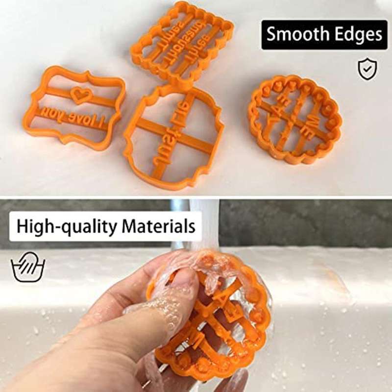 4pcs Fun Cookie Molds with Love Words I Love You Three Thousand Time