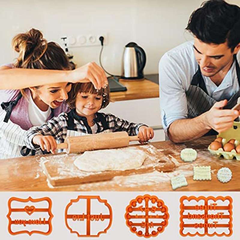 4pcs Fun Cookie Molds with Love Words I Love You Three Thousand Time