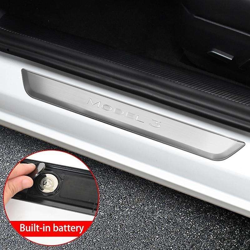 For Tesla Model 3 Auto Accessories Door Sill Protector Silver