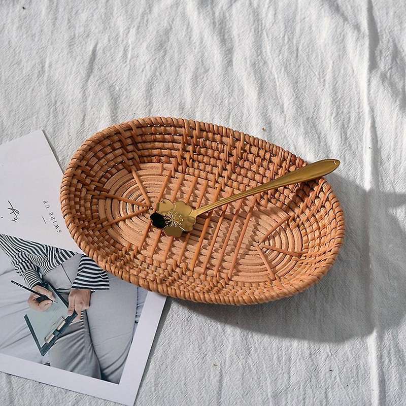 Woven Storage Basket Rattan Bread Basket for Home Desk Snack Sundries