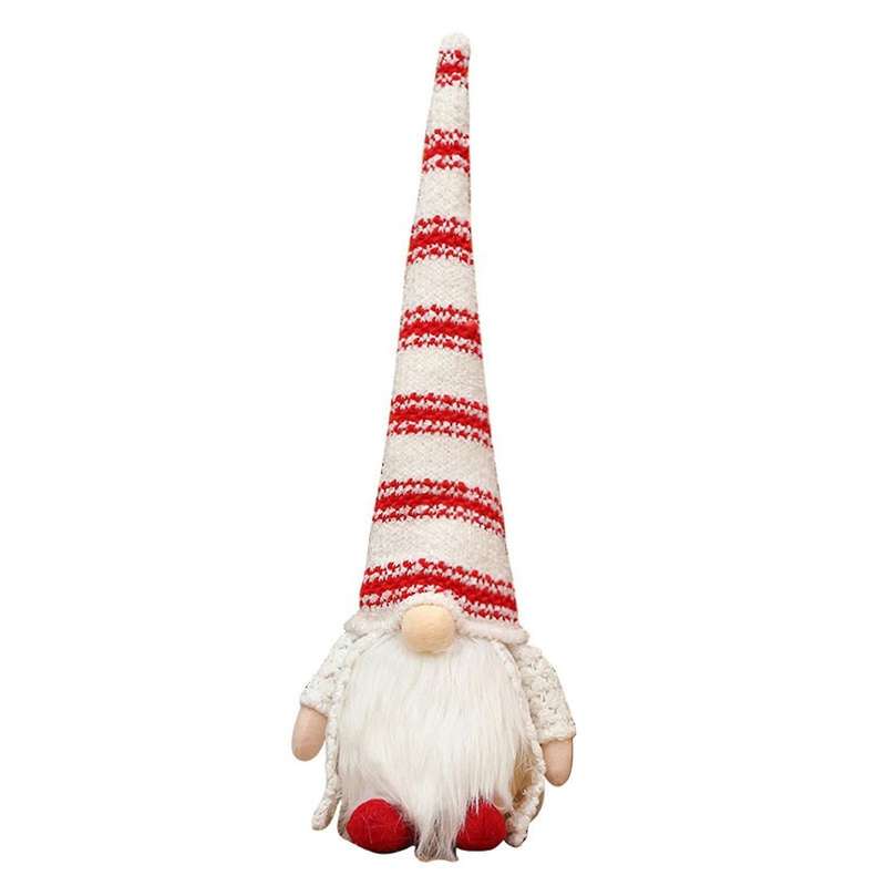 Christmas Led Light Striped Cap Faceless Doll Little Figurine B