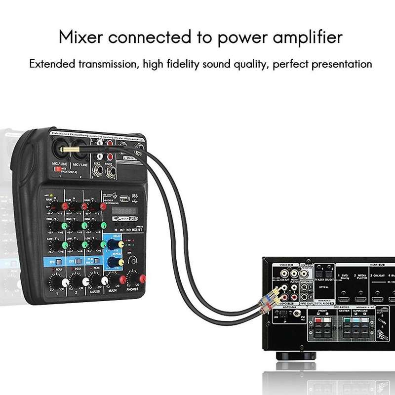 Dual 6.5mm to Rca 2 to 2 Audio Line Microphone Amplifier Mixer