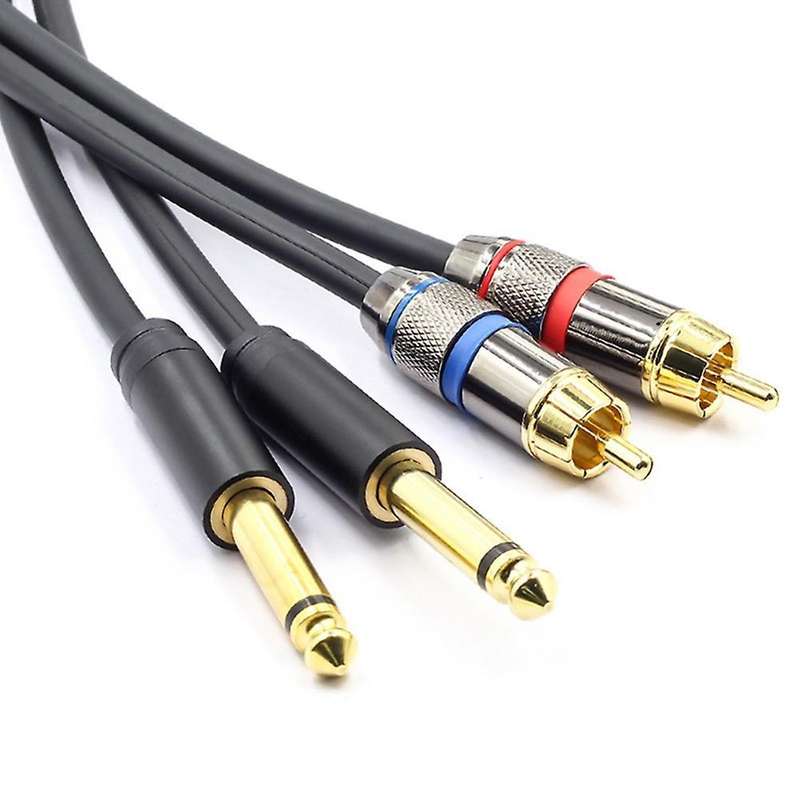 Dual 6.5mm to Rca 2 to 2 Audio Line Microphone Amplifier Mixer