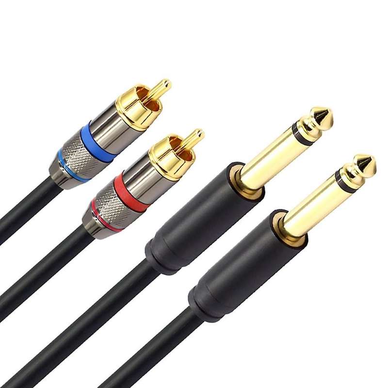 Dual 6.5mm to Rca 2 to 2 Audio Line Microphone Amplifier Mixer