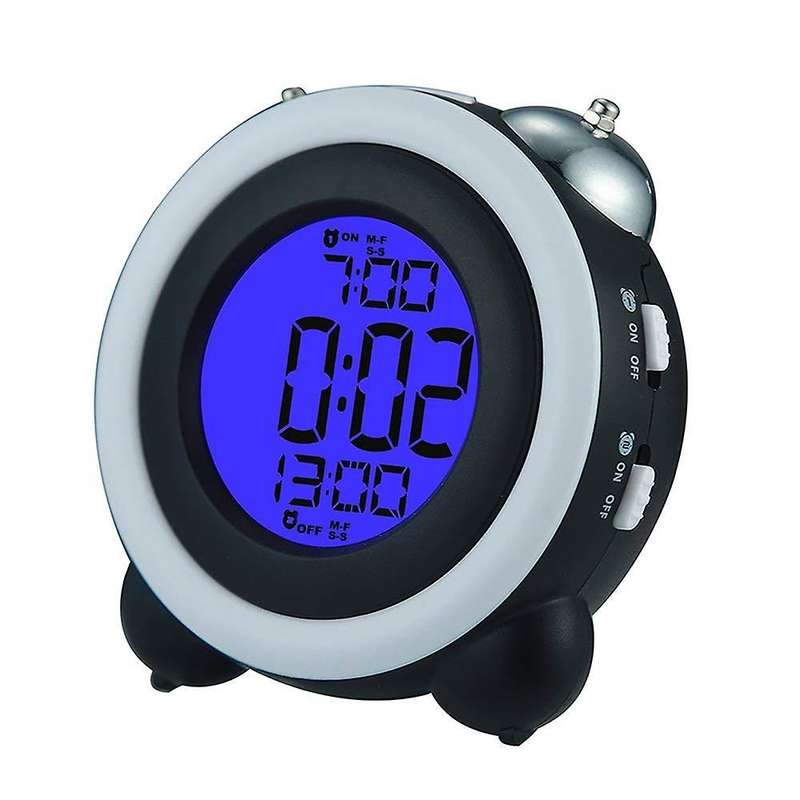 4 Inch Twin Bell Alarm Loud Led Digital Alarm Clock Time Date Black