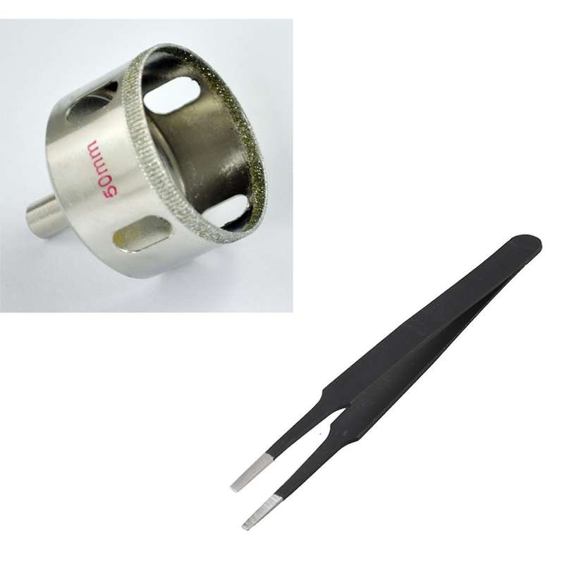 Silver Tone Diamond Tipped Glass Drilling Hole Saw 50mm