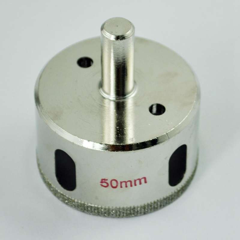 Silver Tone Diamond Tipped Glass Drilling Hole Saw 50mm