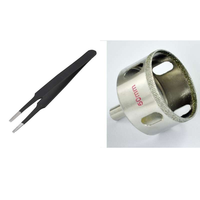 Silver Tone Diamond Tipped Glass Drilling Hole Saw 50mm