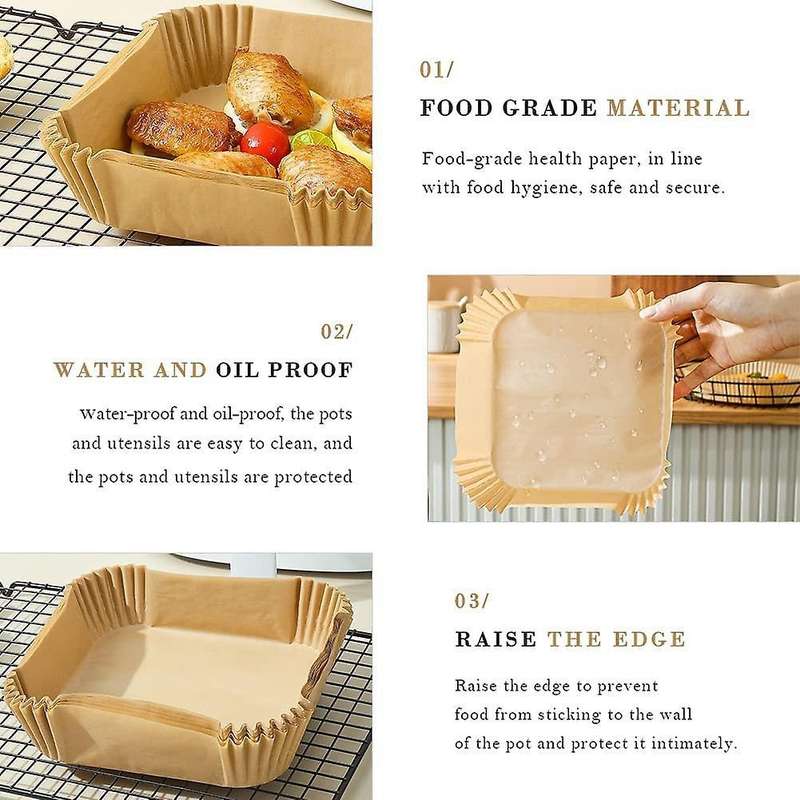 100pcs Air Fryer Paper Liner, Non-stick Disposable Air Fryer Liners