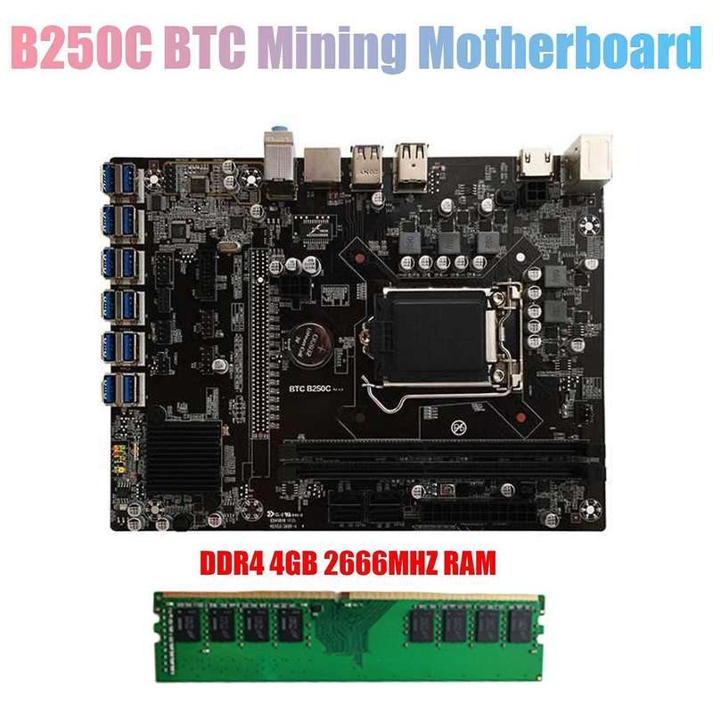 B250c Btc Mining Motherboard with Ddr4 4g Ram Computer Motherboard