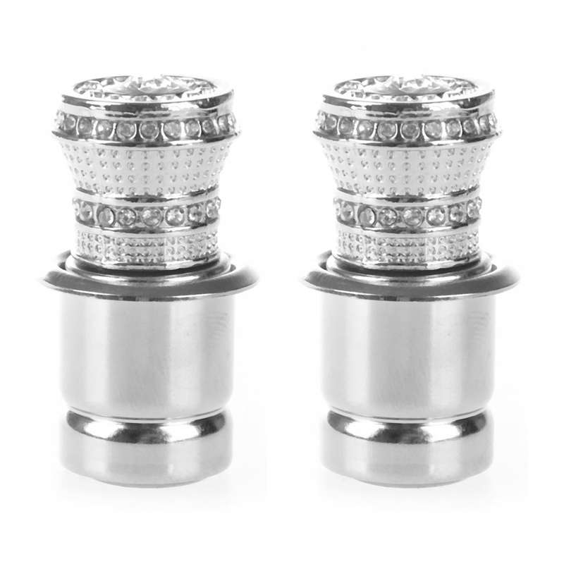 2x 12v Auto Crystal Rhinestones Car Cigarette Lighter Ignition Silver