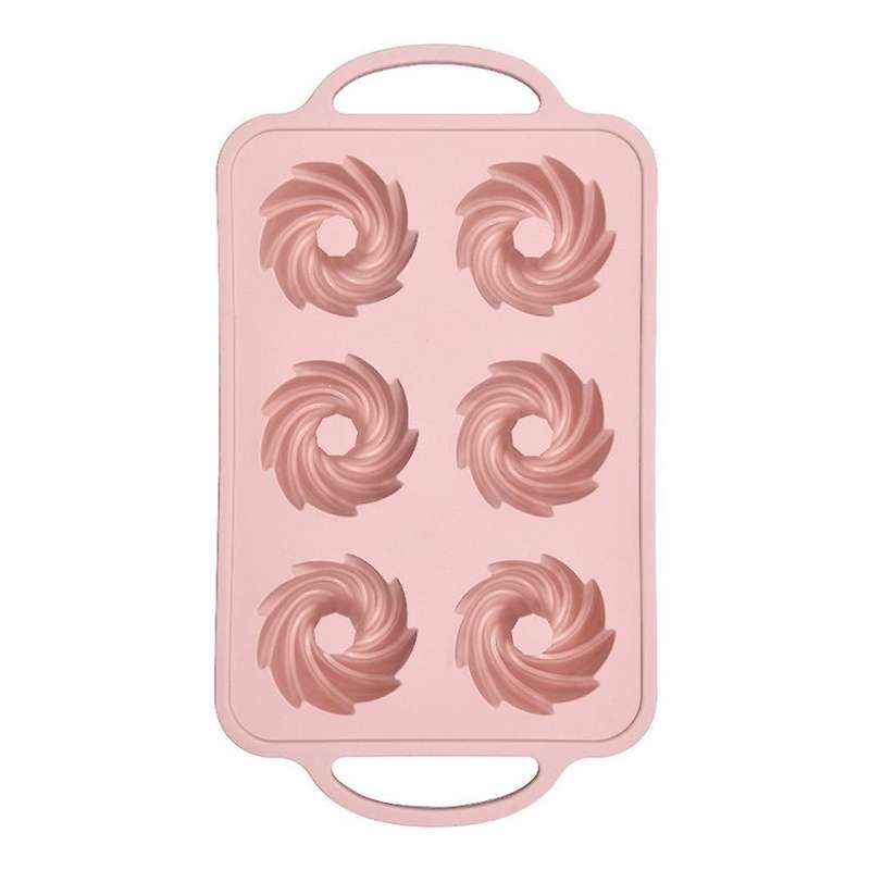 Mini Muffin 6-hole Silicone Round Mold Diy Tool 32.2x18cm(pink)