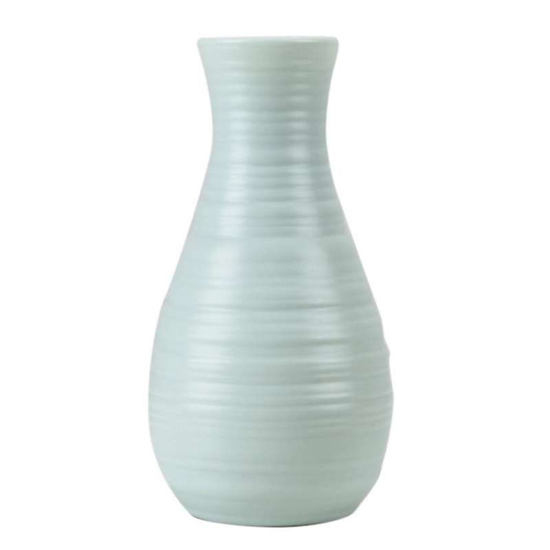 Hip Shape Plastic Material Vase 20cmx10.5cm Imitation Ceramic,blue