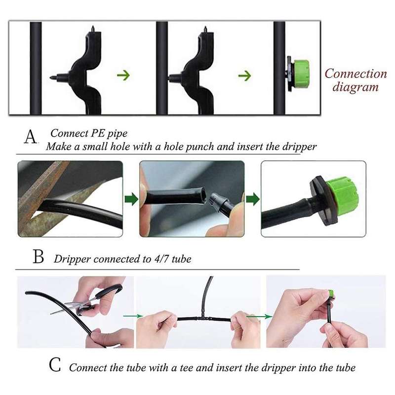 100pcs 1/4inch Adjustable Drip Irrigation System Watering Sprinklers