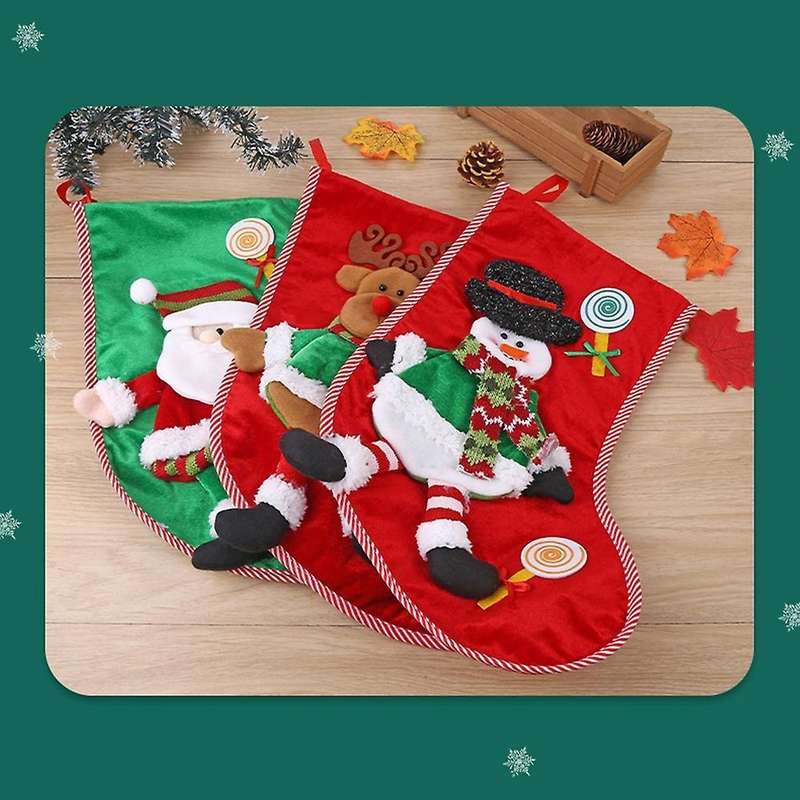 Christmas Stocking Xmas Tree Hanging Candy Gift Bag, Santa Claus