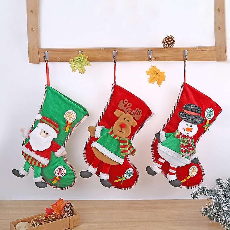 Christmas Stocking Xmas Tree Hanging Candy Gift Bag, Santa Claus