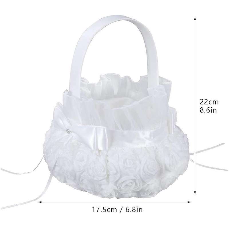 Silk Flower Girl Baskets for Wedding Flower Basket with Handle