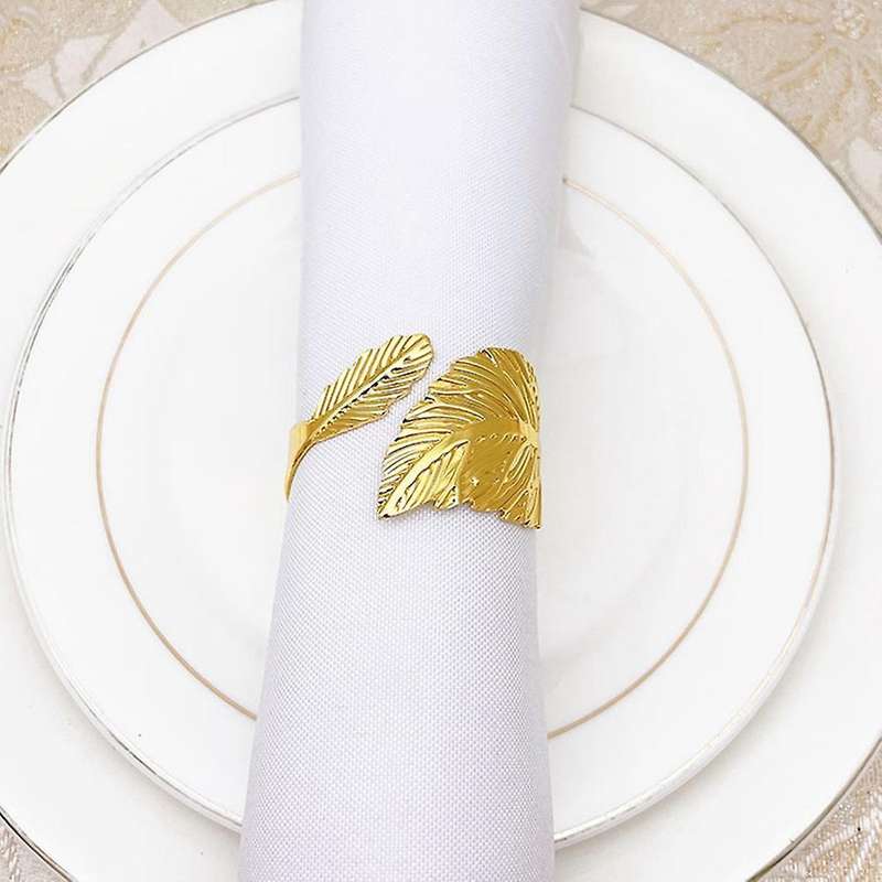 Napkin Rings Set Of 6, Metal Napkin Rings for Holiday Party Gold