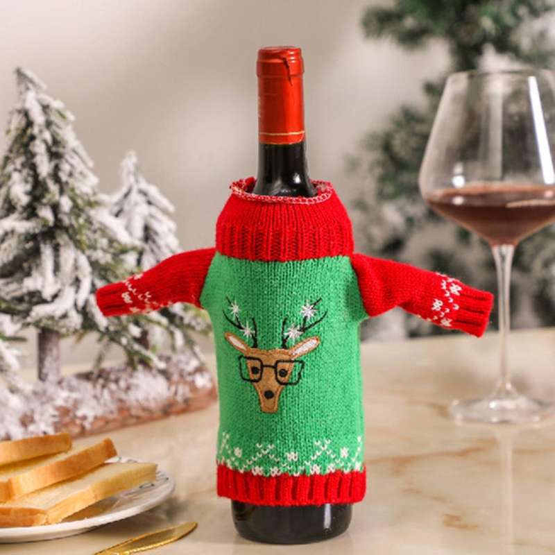 New Year Snowman Elk Creative Wine Bottle Set Decorations,bells