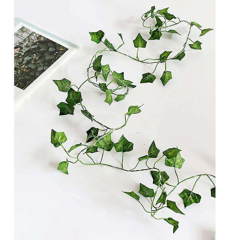 20 Leds Green Maple Leaf Rattan Garland String Light,warm White