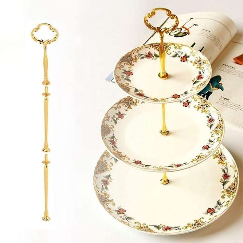 4 Set Of 3 Tier Cake Plate Stand Handle Hardware, 2 Styles , Gold