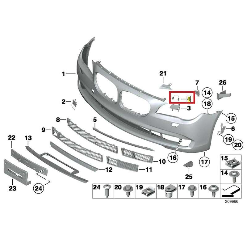 Front Bumper Headlight Washer Lever Spring 51117202885