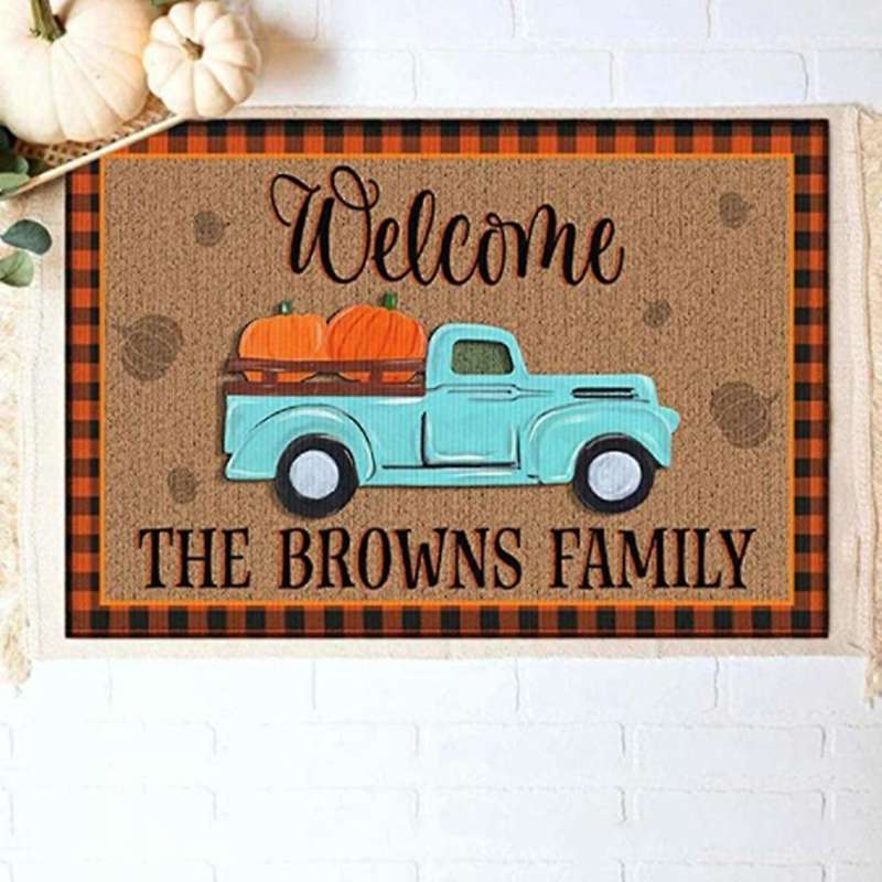 Christmas Halloween Truck Doormat Blanket Front Door Decorations