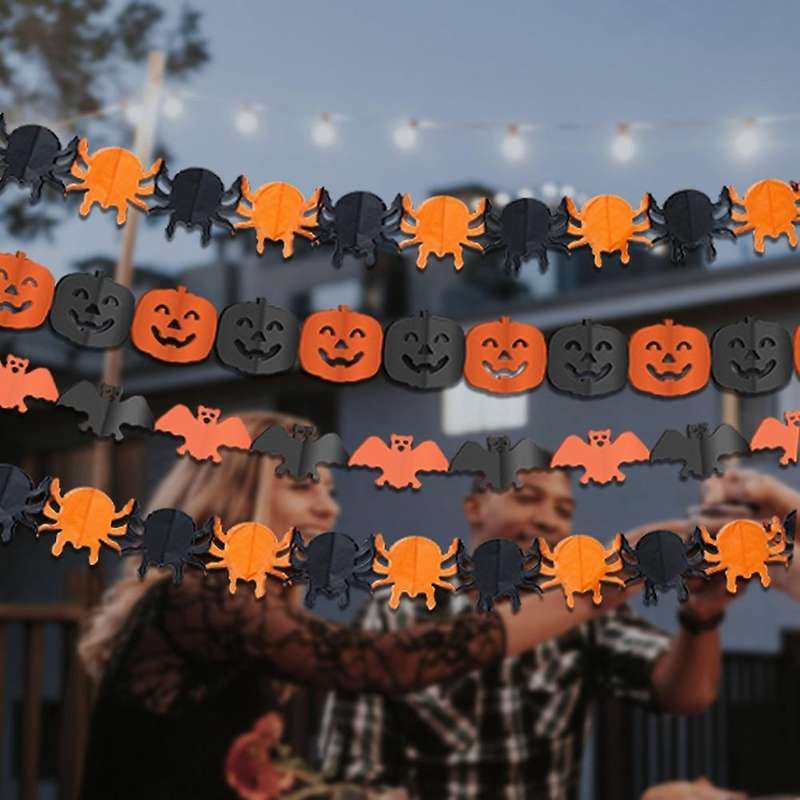 Halloween Hanging Garland Bunting Bat Pumpkin Decor Horror Props C