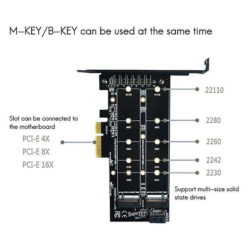 M.2 Nvme Ssd Ngff to Pcie X4 Adapter Card M Key-b Dual Interface