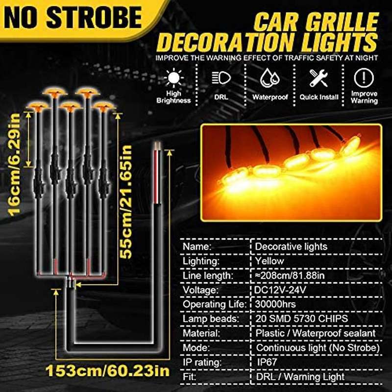 5pcs Car Front Bumper Led Grille Light for Suv Ford F-150 Raptor